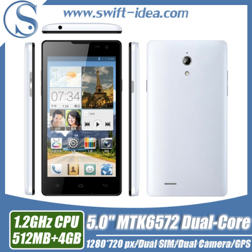 5.0" Mtk6572 Unlocked Android Phone with GSM 3G Call Dual SIM Dual Core Smart Mobile Phone (M5)